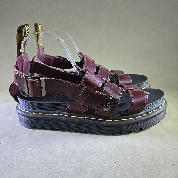 Dr. Martens Terry Brown Leather Sandals Mens US 11 Strap Loop Comfort Pull On
